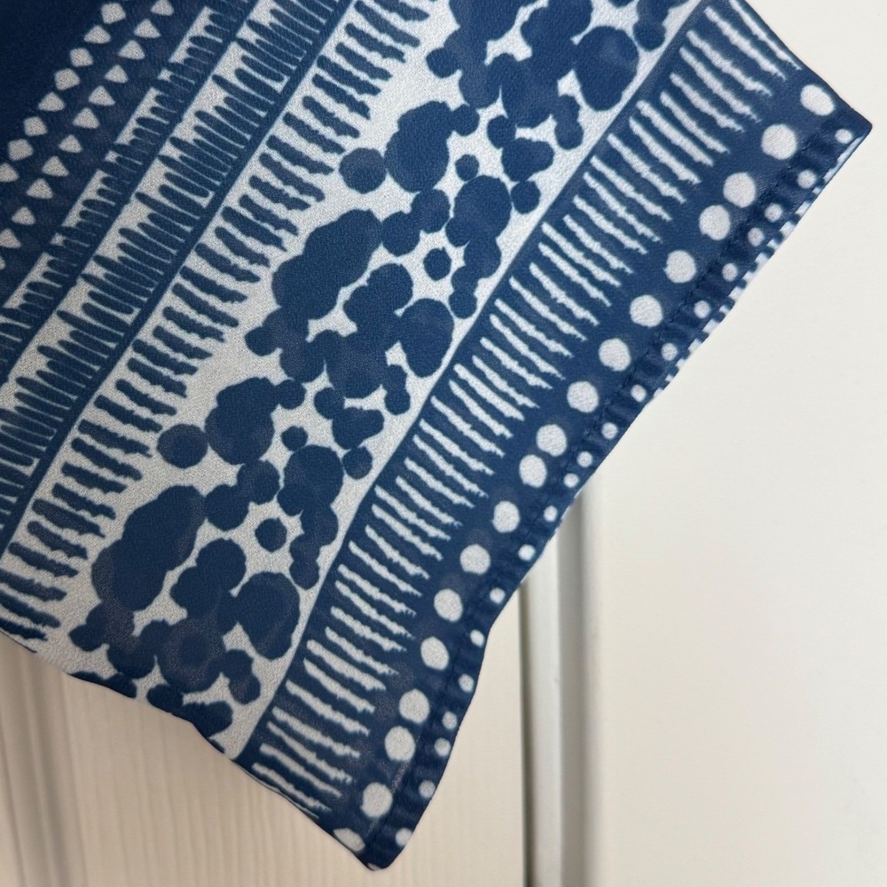Soft Surroundings Petite XS Blue Floral Sheer Overlay Dress Lined Hibiscus - Picture 10 of 10